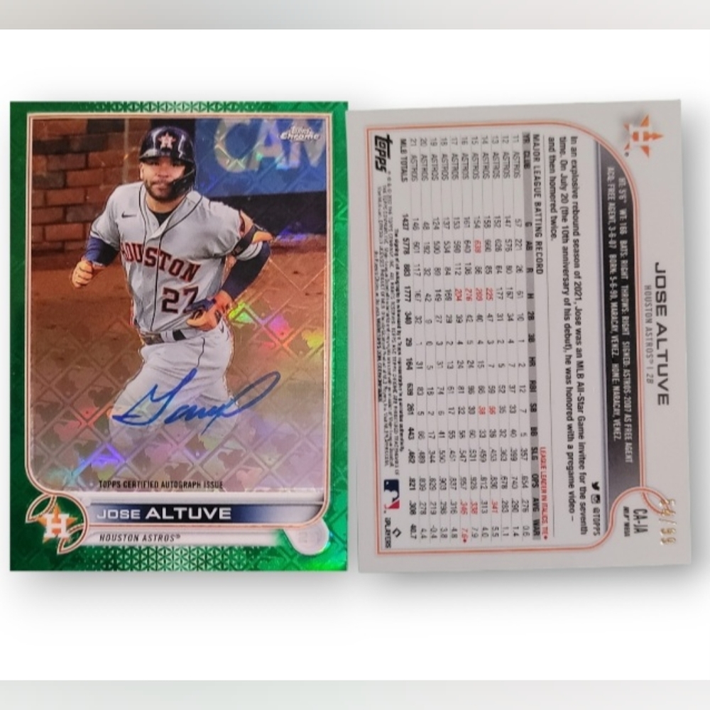 2022 Topps Chrome Logofractor JoseAltuve Green Auto 54/99